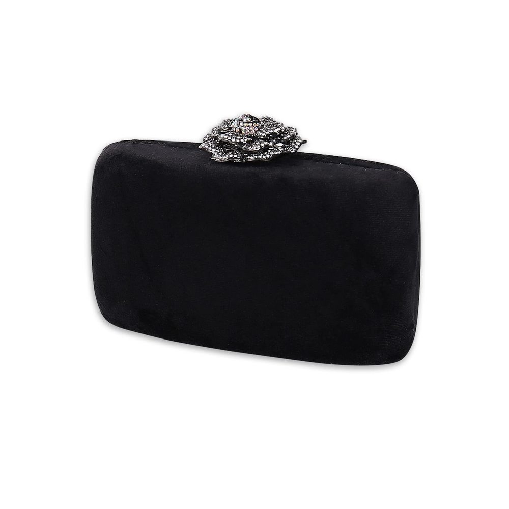 Velvet Clutch Bag Diamond Flower Lock Evening Bag Sparkly o_o